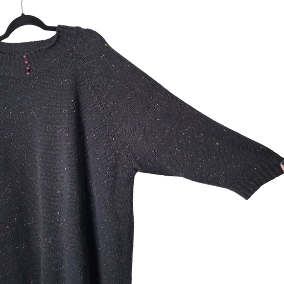 Vtg Venezia Black Confetti High Neck Knit Pullover Oversized Sweater- One Size - Picture 3 of 7